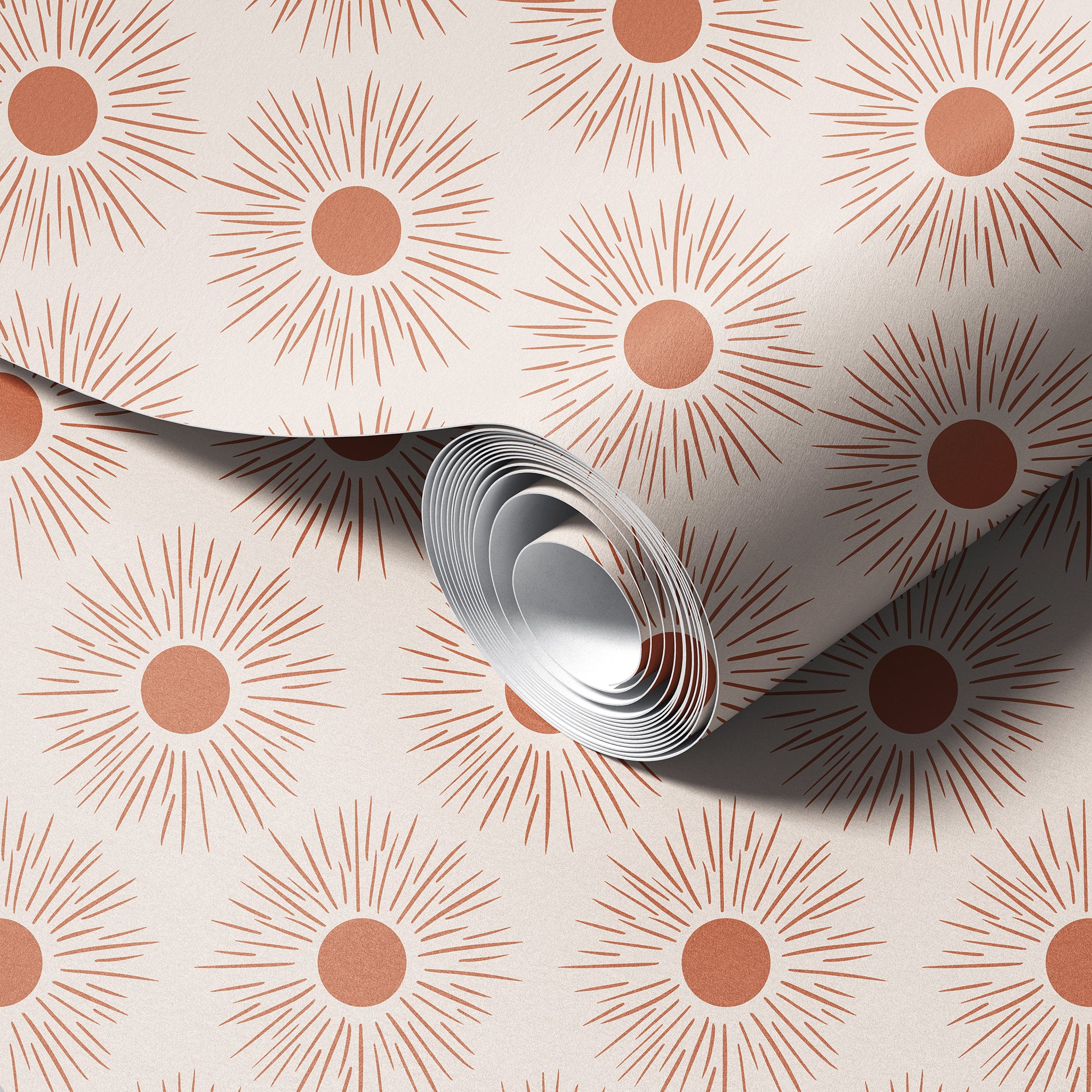 Terracotta Sun peel and stick wallpaper room mockup